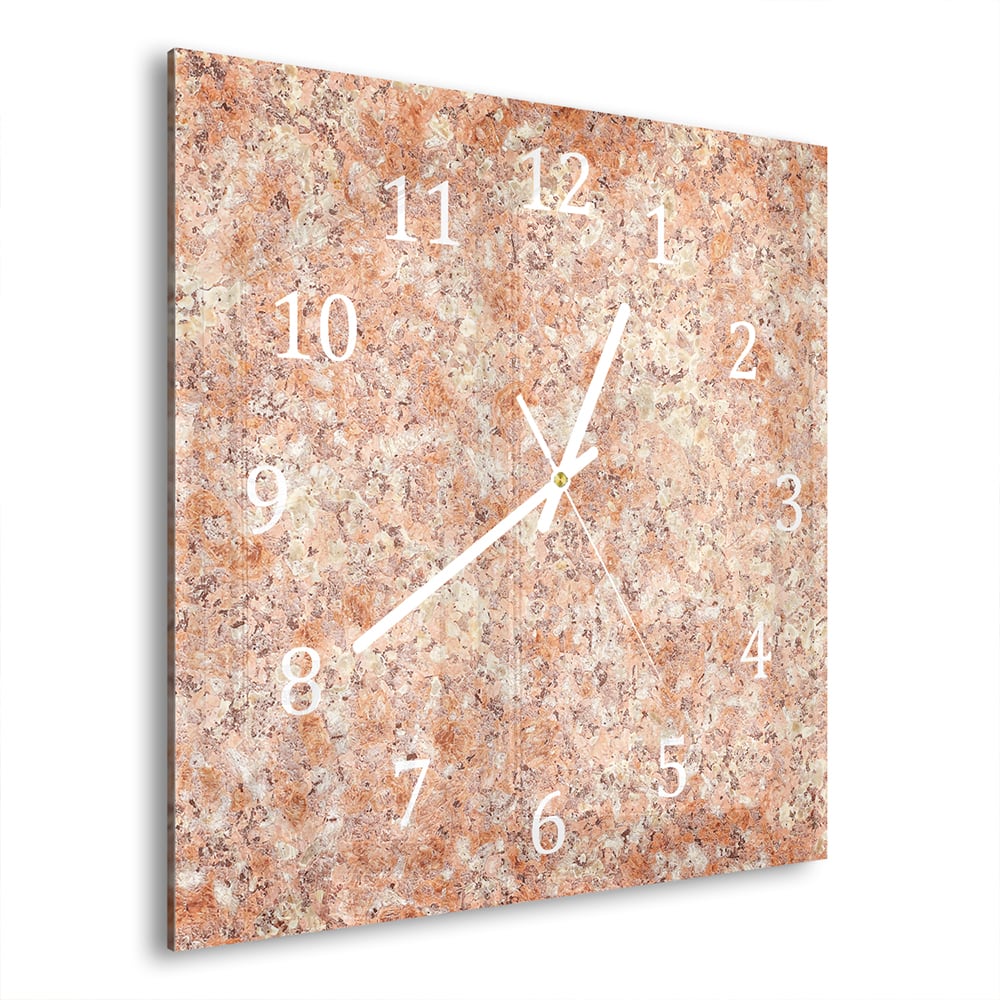 Wandklok Geel Graniet 30x30 cm gehard glas