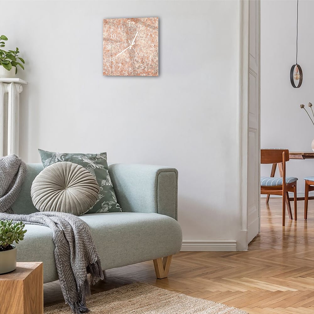 Wandklok 30x30 - Gehard Glas - Geel Graniet