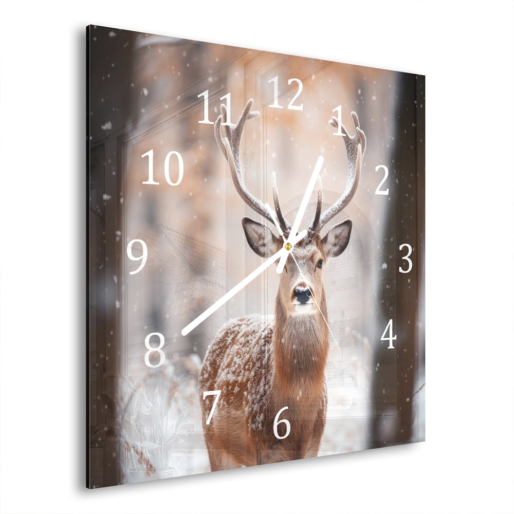 Wandklok 30x30 - Gehard Glas - Hert in de Winter