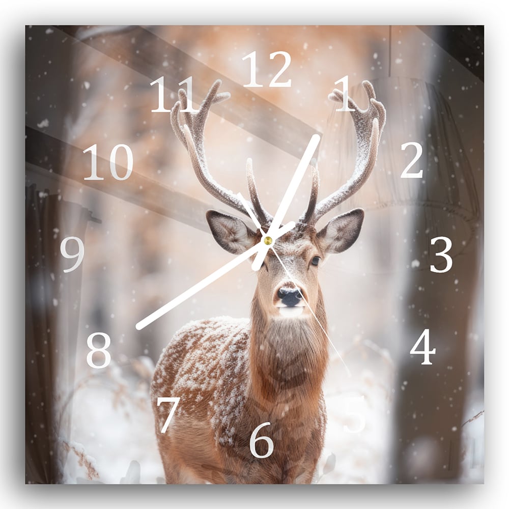 Wandklok 30x30 - Gehard Glas - Hert in de Winter