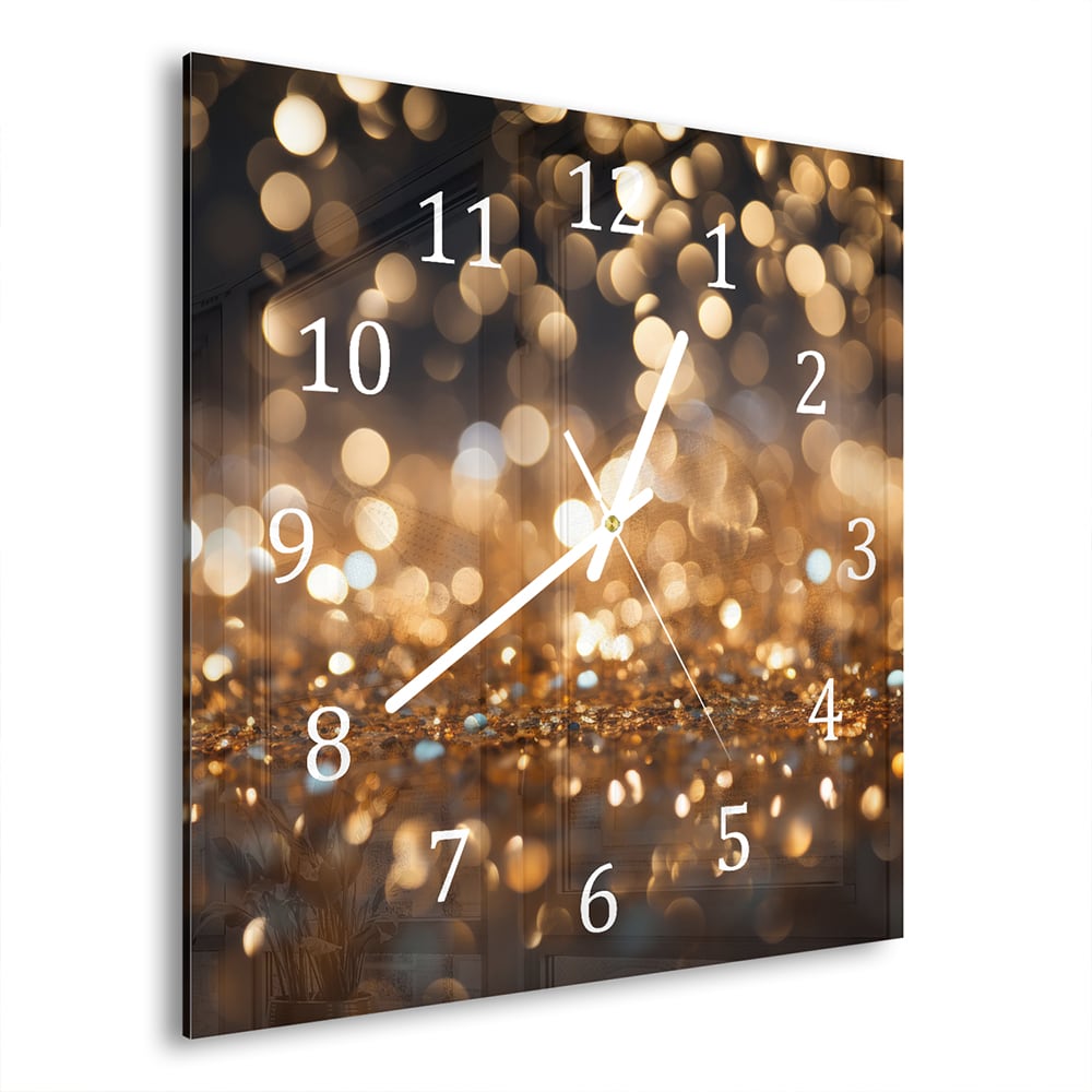 Wandklok 30x30 - Gehard Glas - Gouden Glitters