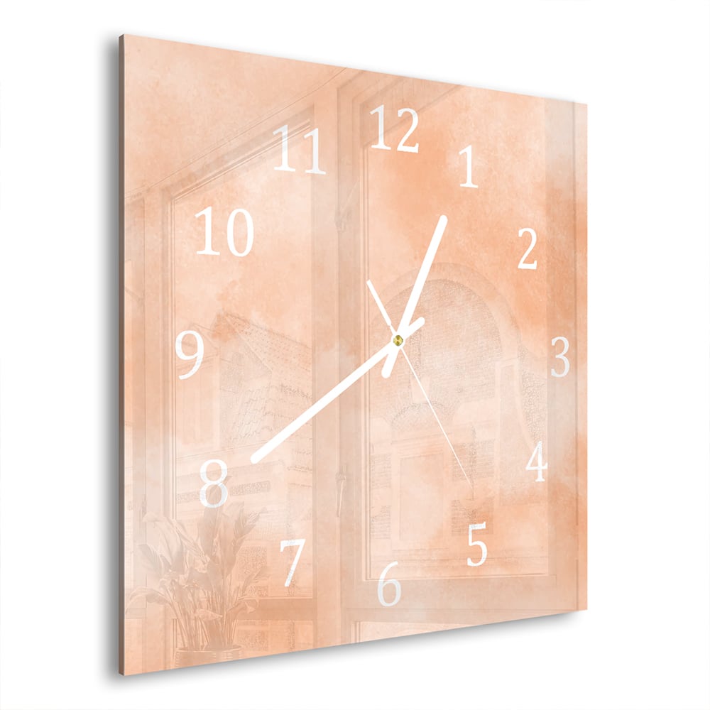 Wandklok Abstracte Waterverf Textuur 30x30 cm gehard glas
