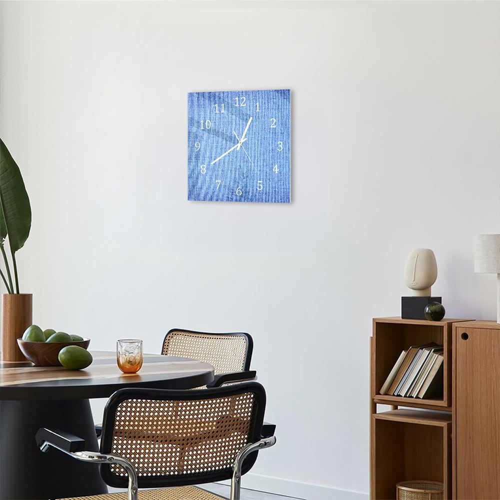 Wandklok 30x30 - Gehard Glas - Blauwe Stof