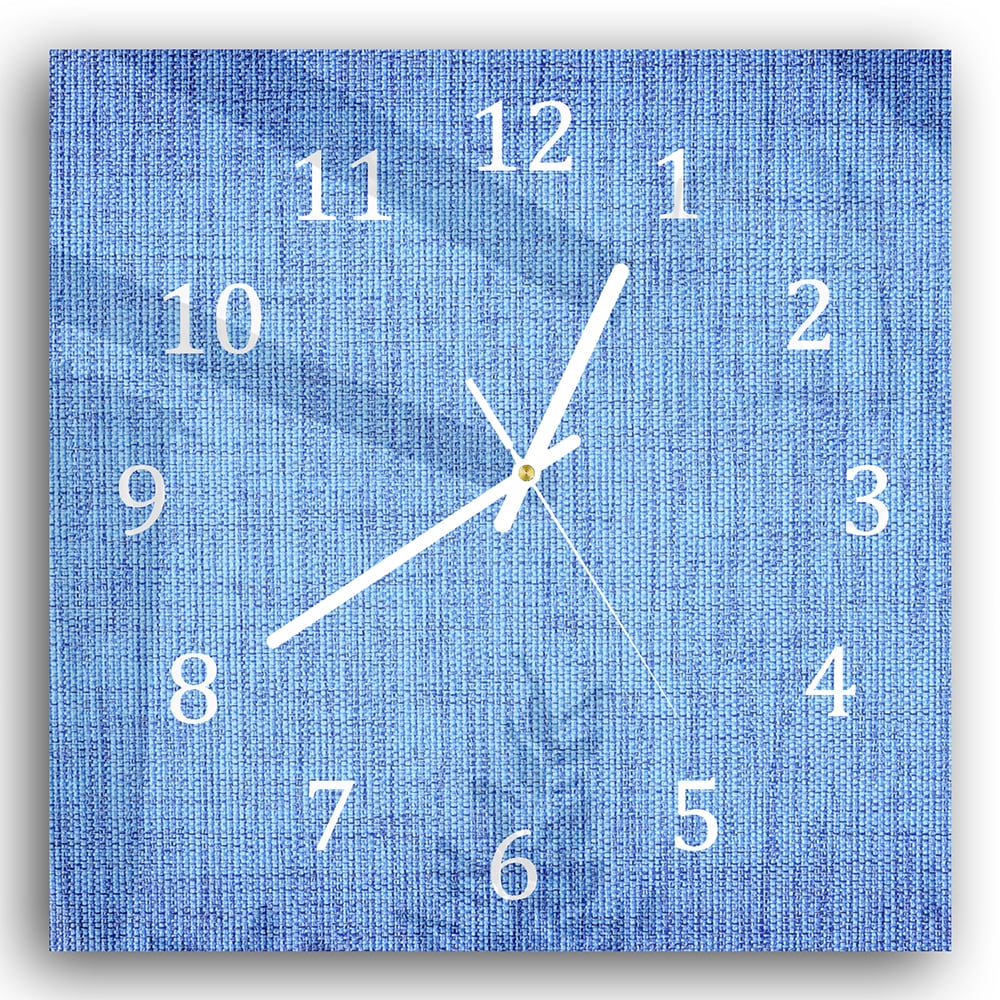 Wandklok 30x30 - Gehard Glas - Blauwe Stof