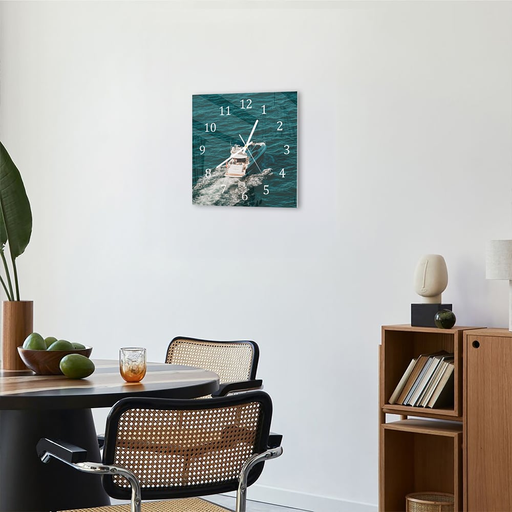 Wandklok 30x30 - Gehard Glas - Yacht op het water