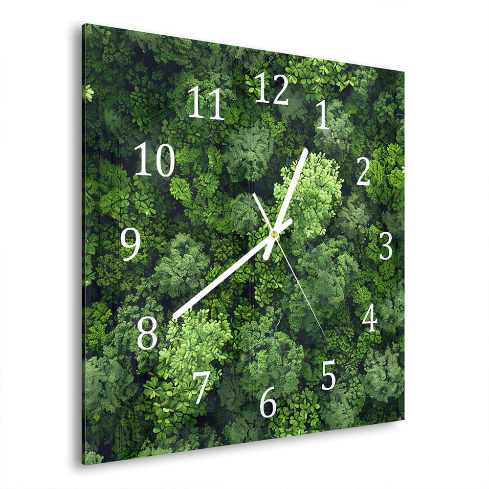 Wandklok Bossen van Bovenaf 30x30 cm gehard glas