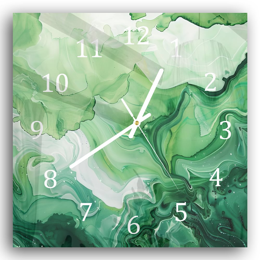 Wandklok 30x30 - Gehard Glas - Groene Waterverf Textuur