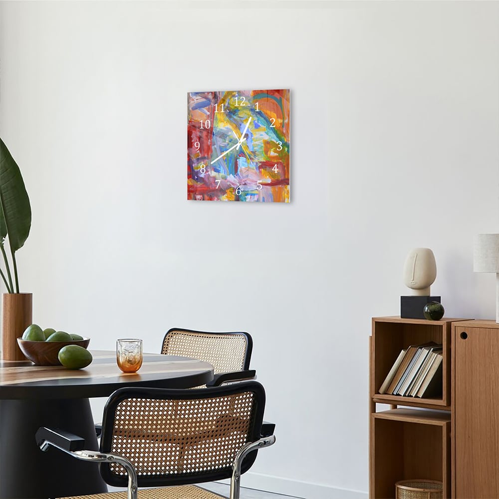 Wandklok 30x30 - Gehard Glas - Kleur Explosie