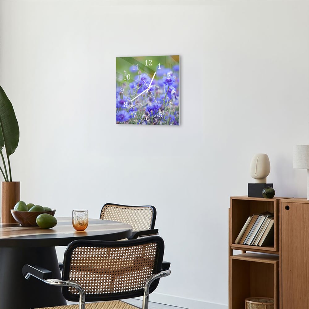 Wandklok 30x30 - Gehard Glas - Korenbloemen in Bloei