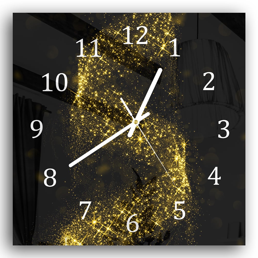 Wandklok 30x30 - Gehard Glas - Gouden Glitter Spiraal