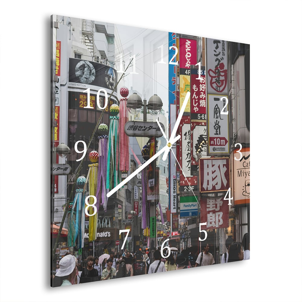 Wandklok 30x30 - Gehard Glas - Straat in Japan