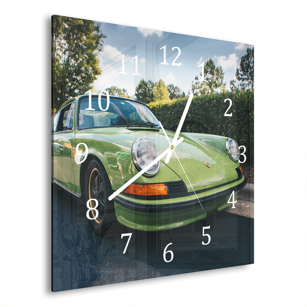 Wandklok 30x30 - Gehard Glas - Porsche 911 1970 Groen