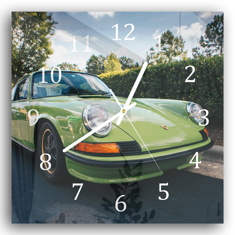 Wandklok 30x30 - Gehard Glas - Porsche 911 1970 Groen