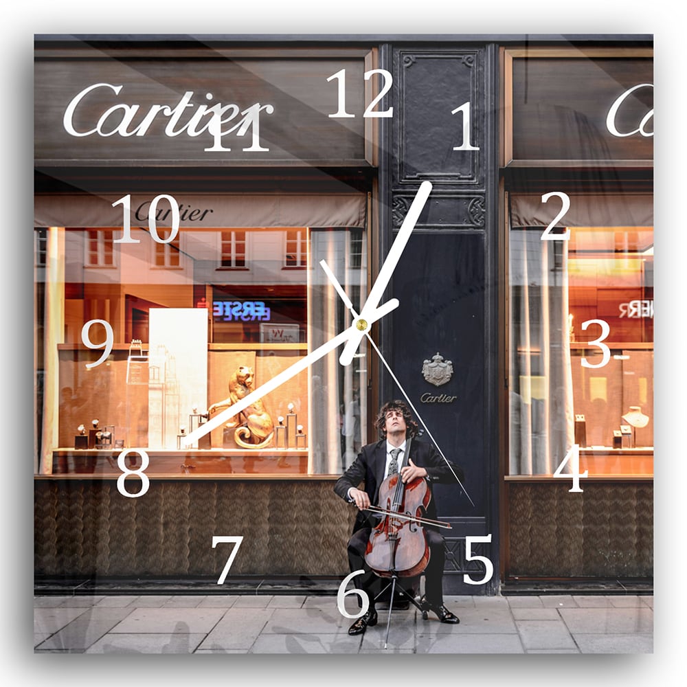 Wandklok 30x30 - Gehard Glas - Cartier Winkel