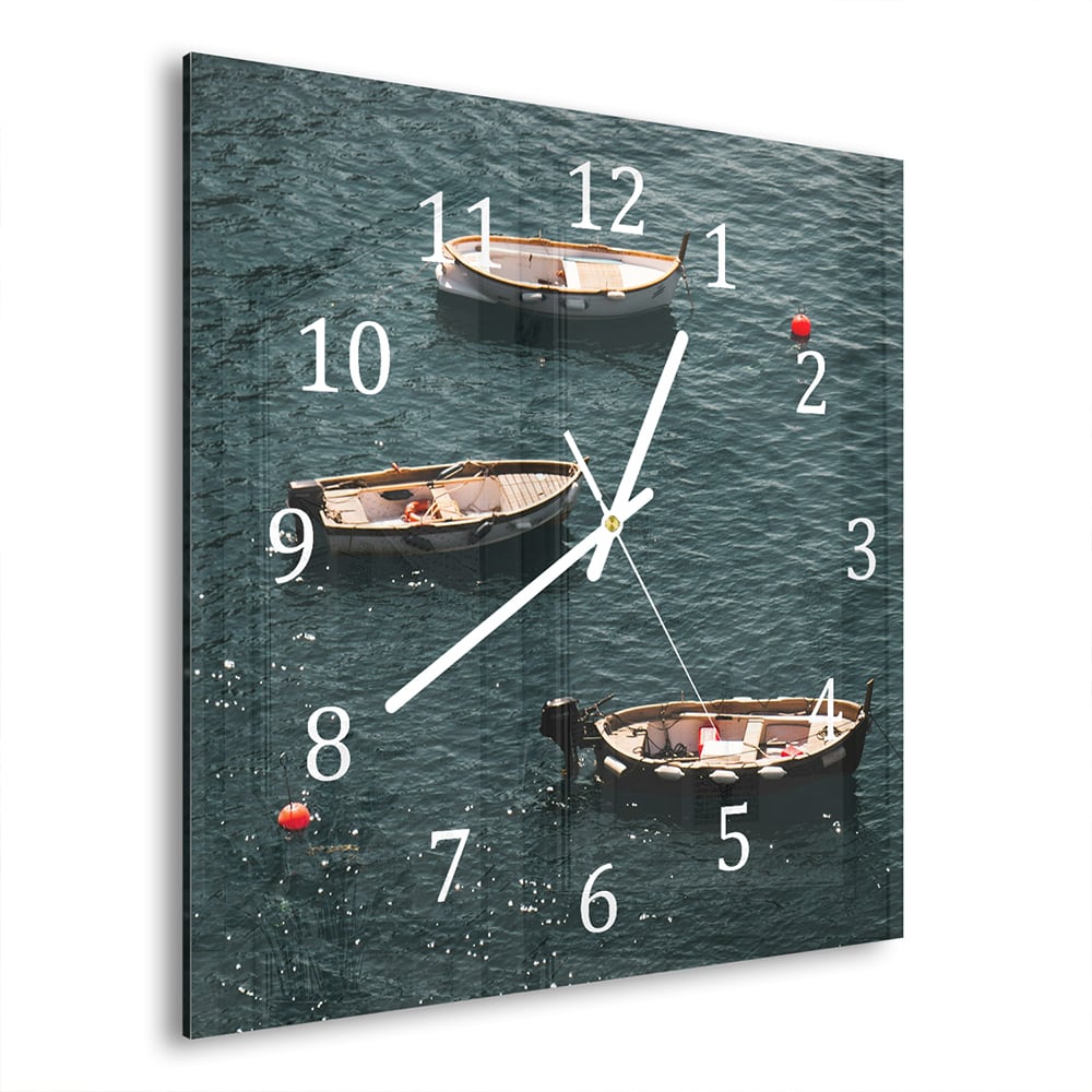 Wandklok 30x30 - Gehard Glas - Boten in het Water