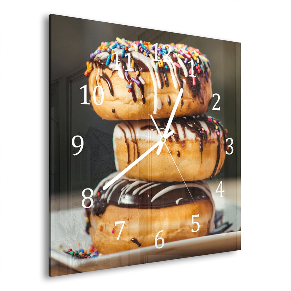 Wandklok 30x30 - Gehard Glas - Donuts