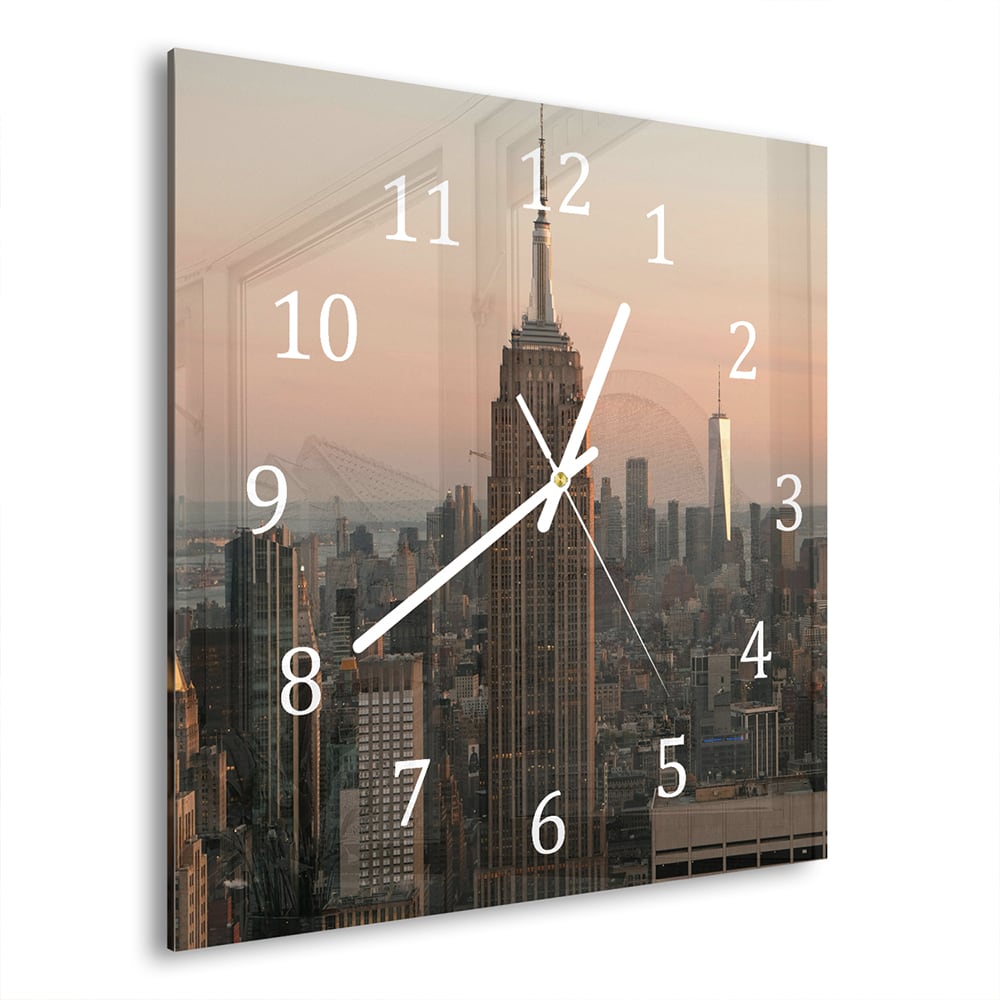 Wandklok 30x30 - Gehard Glas - Manhattan Skyline