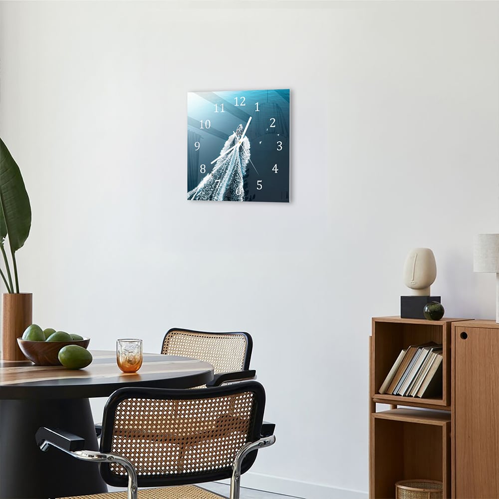 Wandklok 30x30 - Gehard Glas - Rubberboot op het Water
