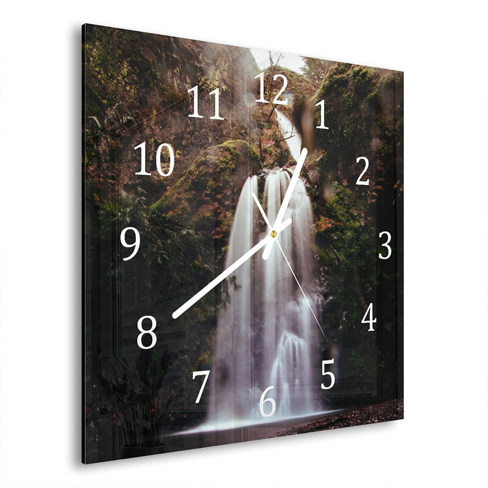 Wandklok 30x30 - Gehard Glas - Waterval in de Natuur