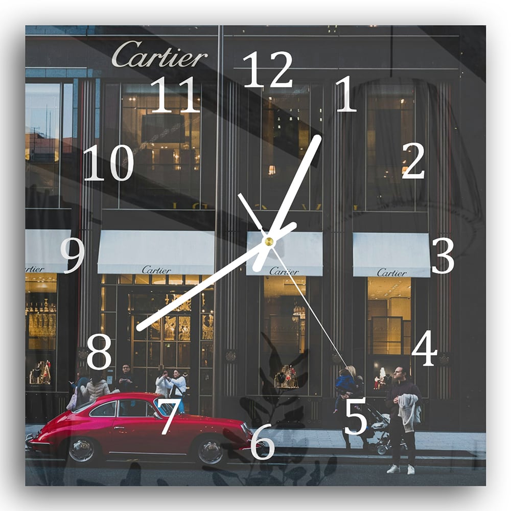 Wandklok 30x30 - Gehard Glas - Cartier Winkel Front