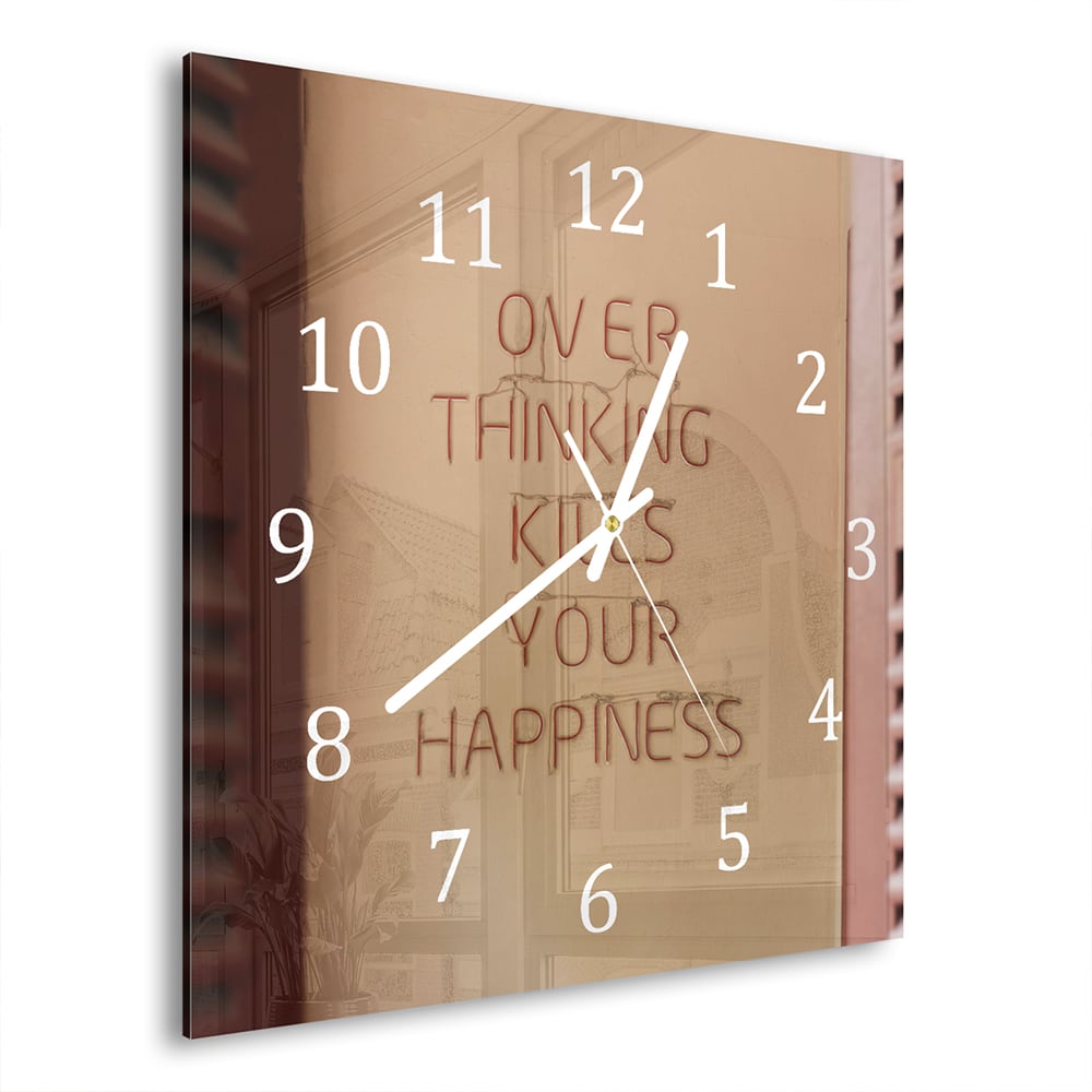 Wandklok 30x30 - Gehard Glas - Overthinking Kills Your Happines