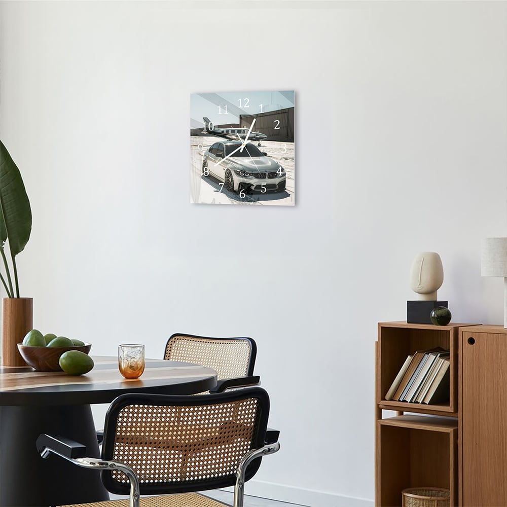 Wandklok 30x30 - Gehard Glas - Auto & Vliegtuig