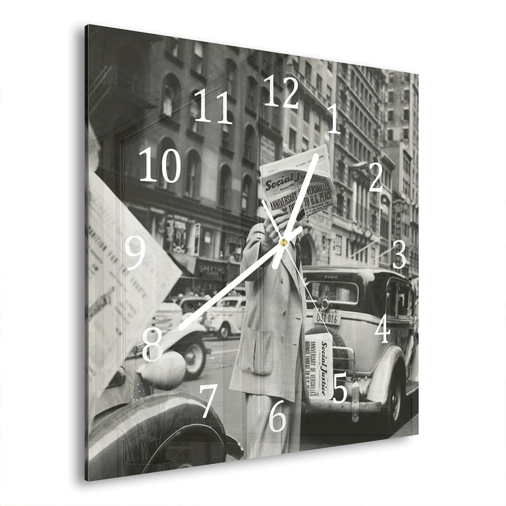 Wandklok 30x30 - Gehard Glas - New York in Zwart-Wit