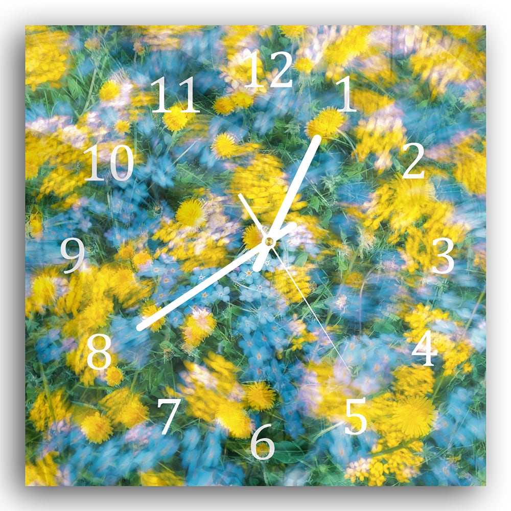 Wandklok 30x30 - Gehard Glas - Vrolijke Bloemen