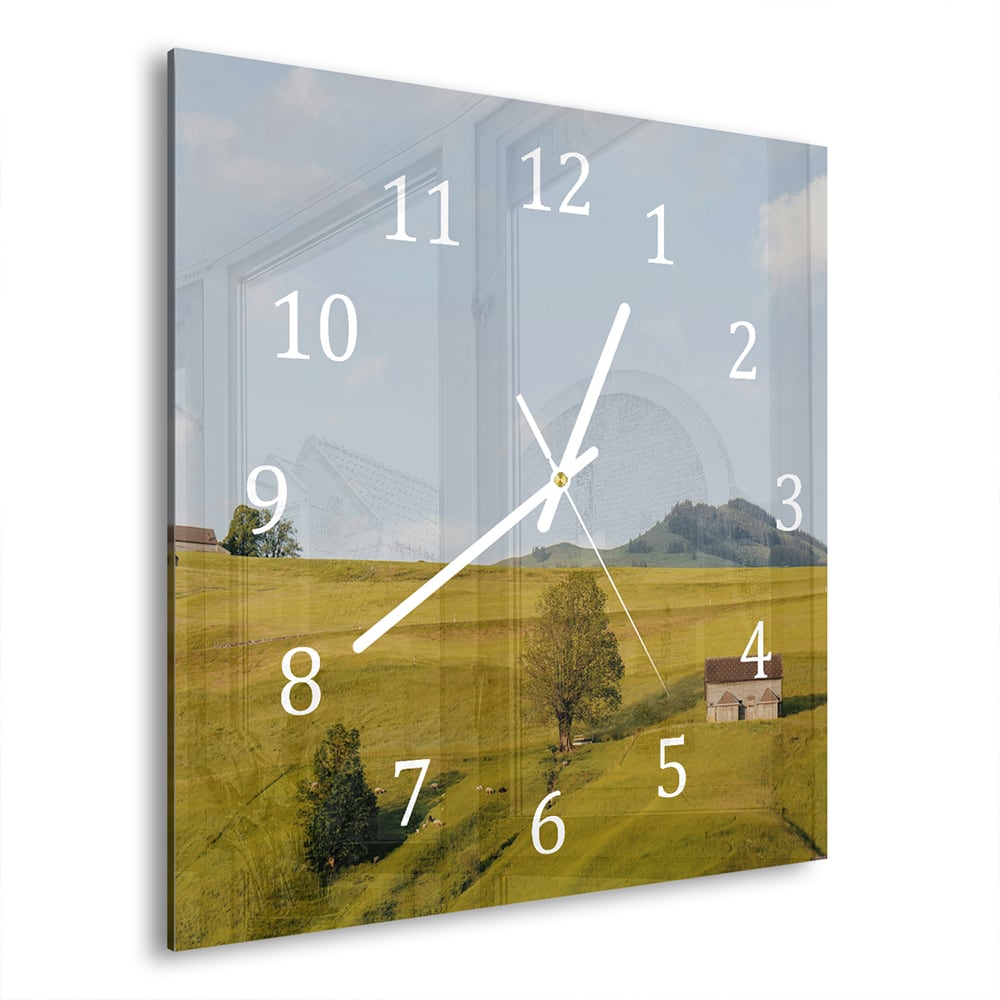 Wandklok 30x30 - Gehard Glas - Heuvelachtig Landschap