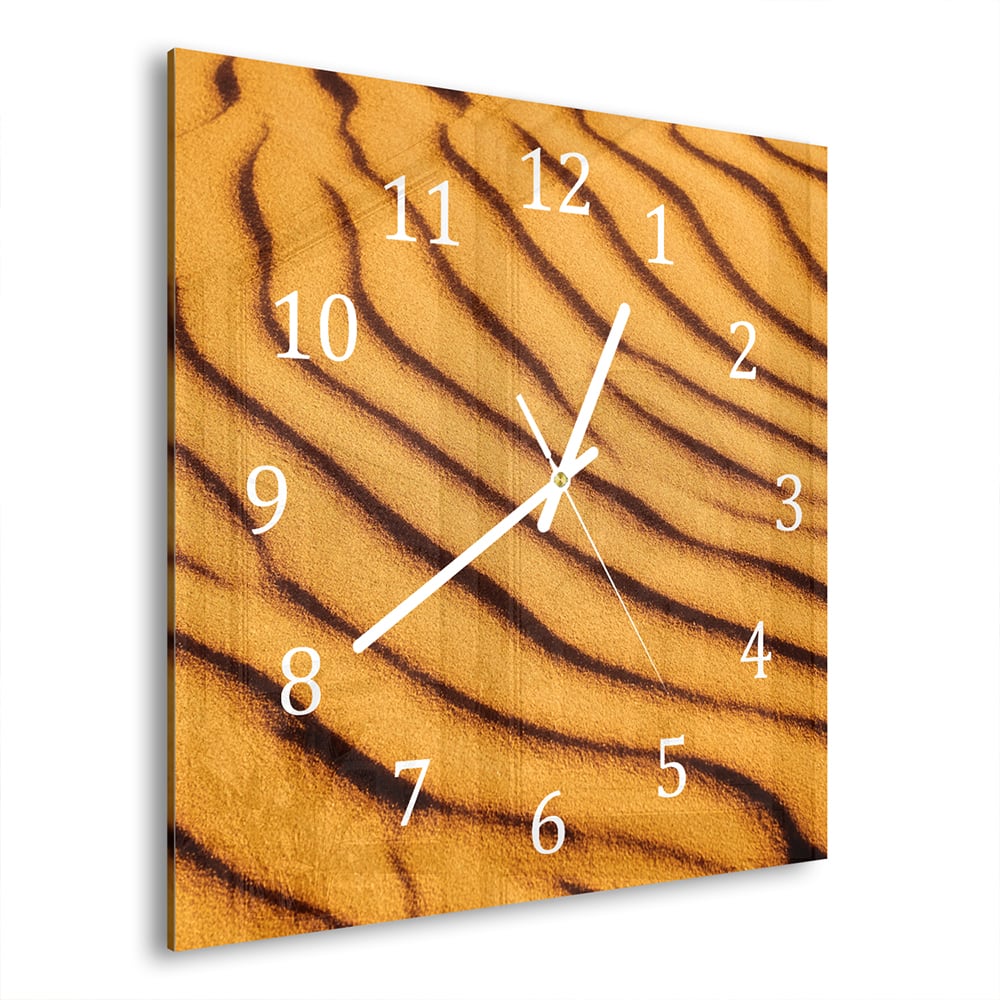 Wandklok Gelaagd Zand 30x30 cm gehard glas