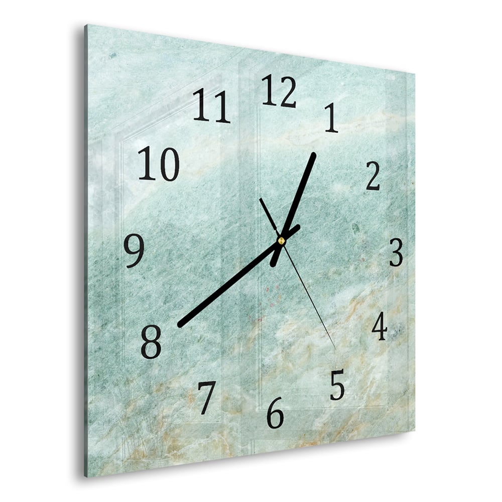 Wandklok 30x30 - Gehard Glas - Lichtgroen Marmer