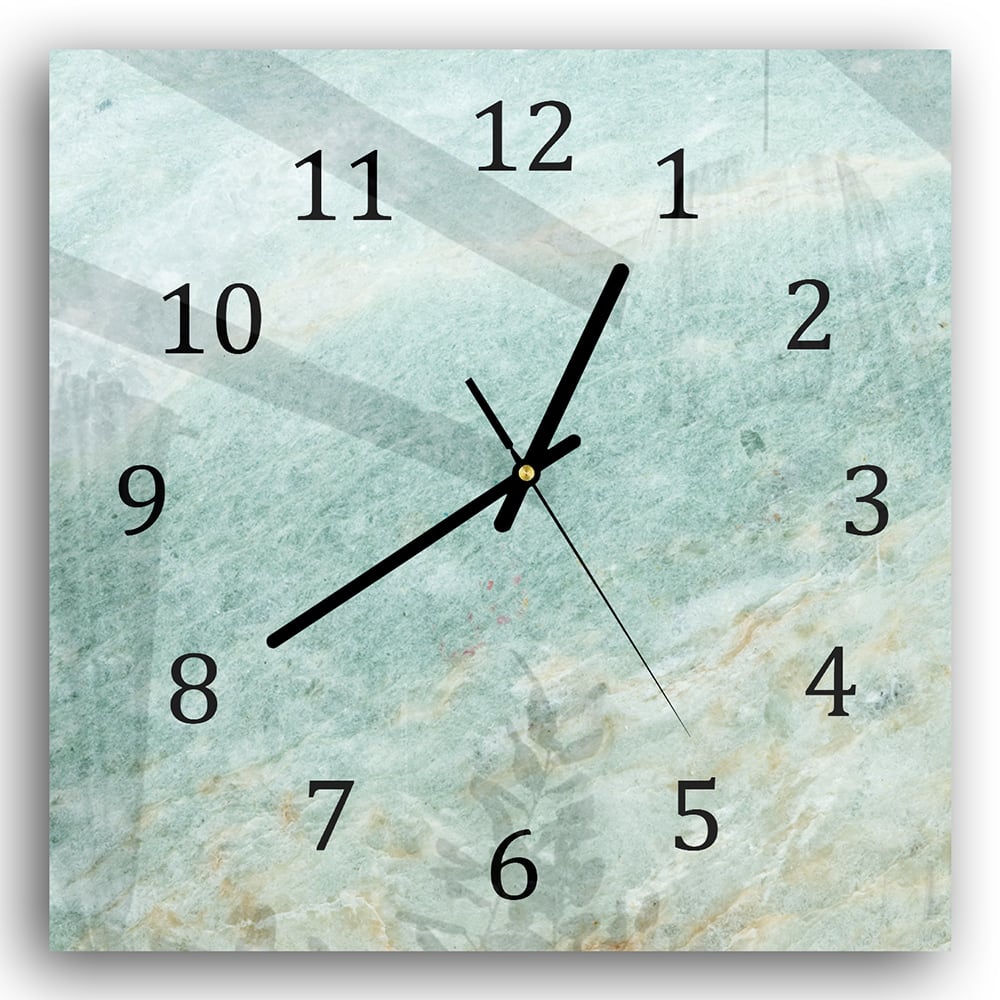 Wandklok 30x30 - Gehard Glas - Lichtgroen Marmer