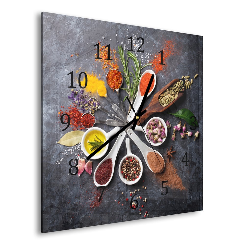 Wandklok 30x30 - Gehard Glas - Kleurrijke Kruidenmelange