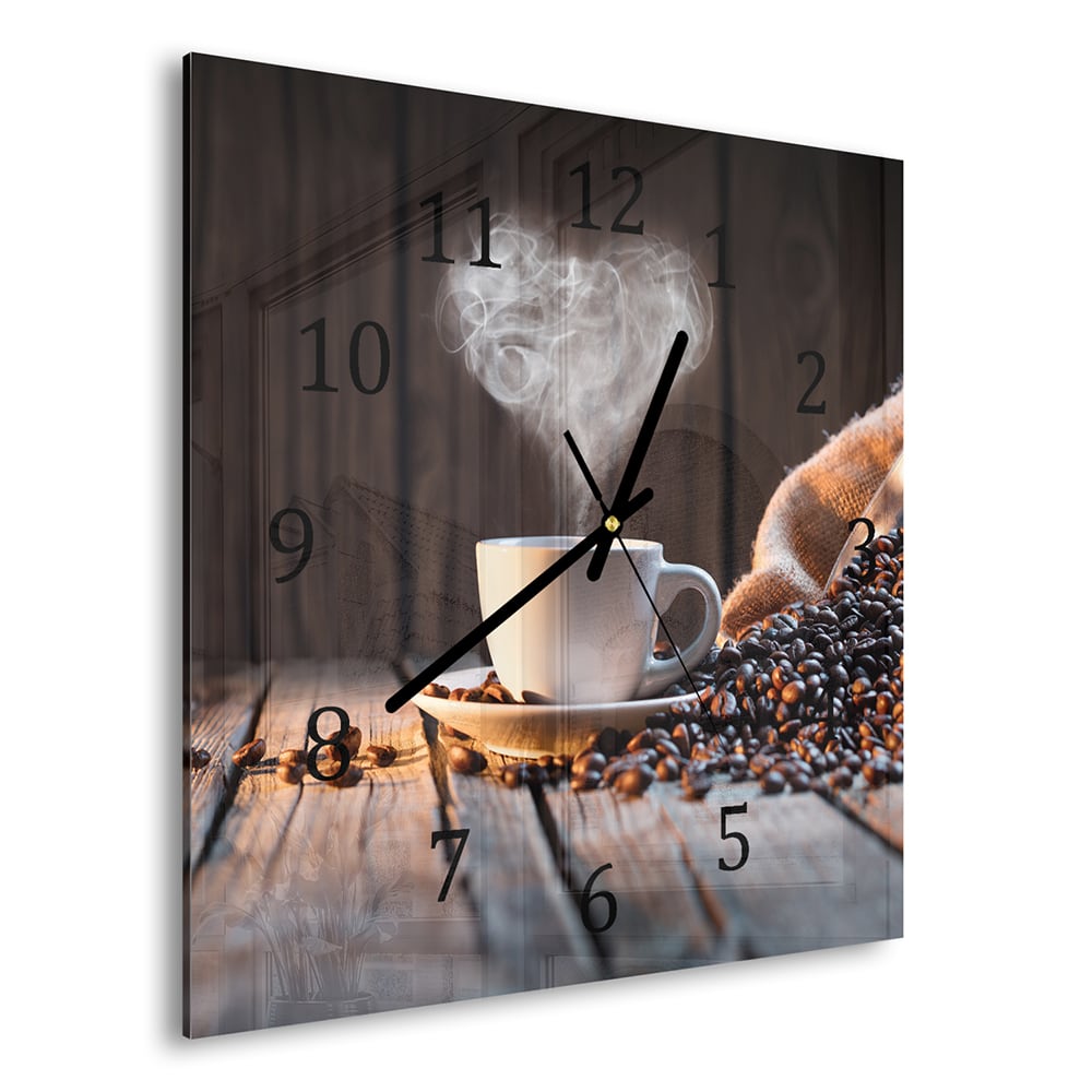 Wandklok 30x30 - Gehard Glas - Koffie Moment