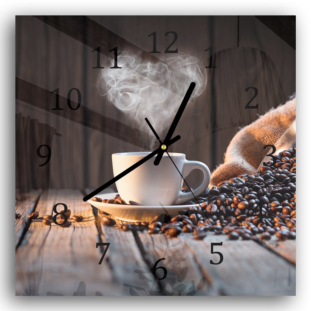 Wandklok 30x30 - Gehard Glas - Koffie Moment