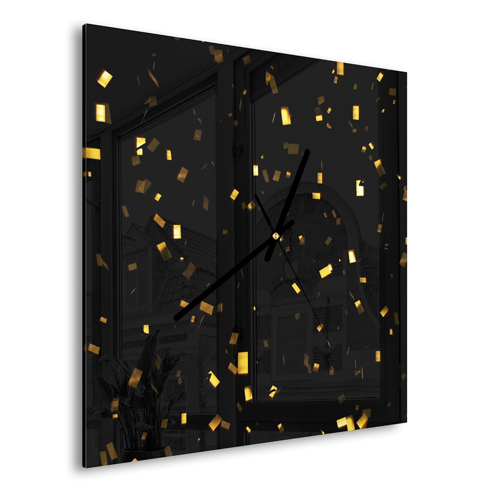 Wandklok 30x30 - Gehard Glas - Gouden Confetti