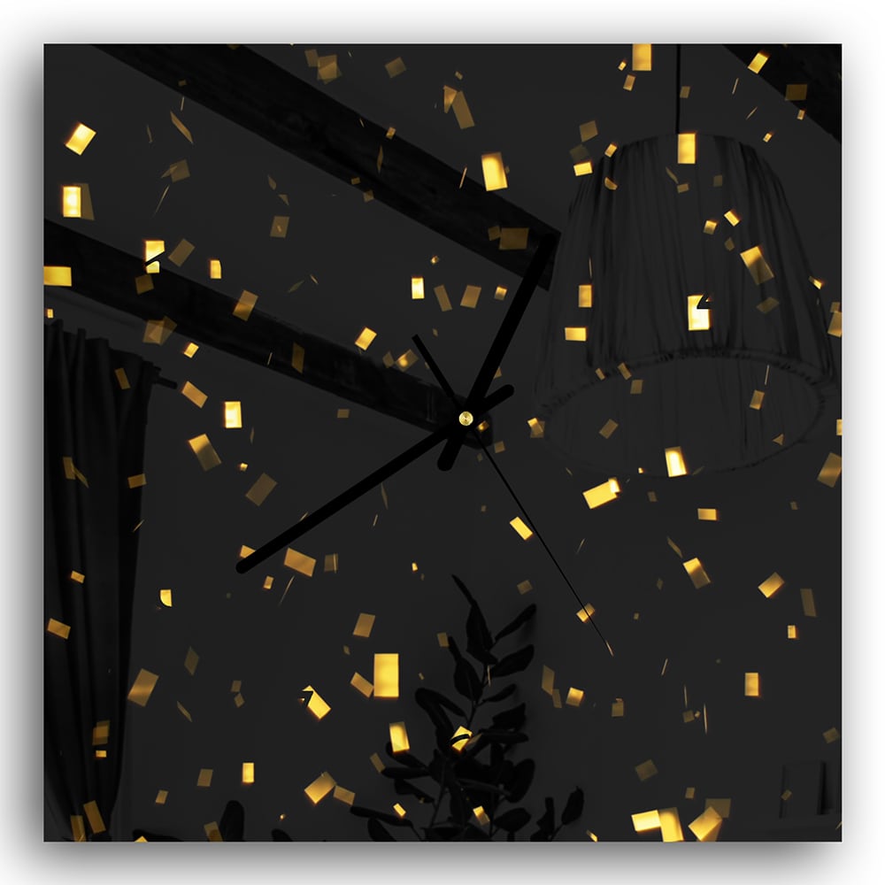 Wandklok 30x30 - Gehard Glas - Gouden Confetti