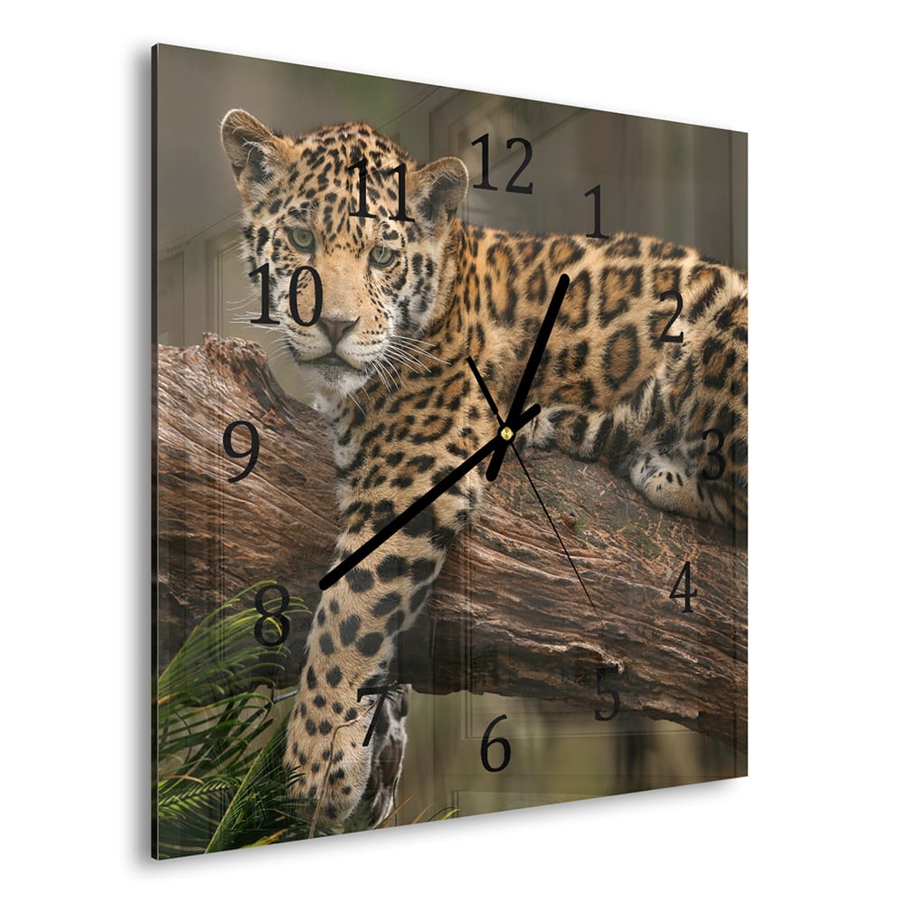 Wandklok 30x30 - Gehard Glas - Jaguar in de Boom