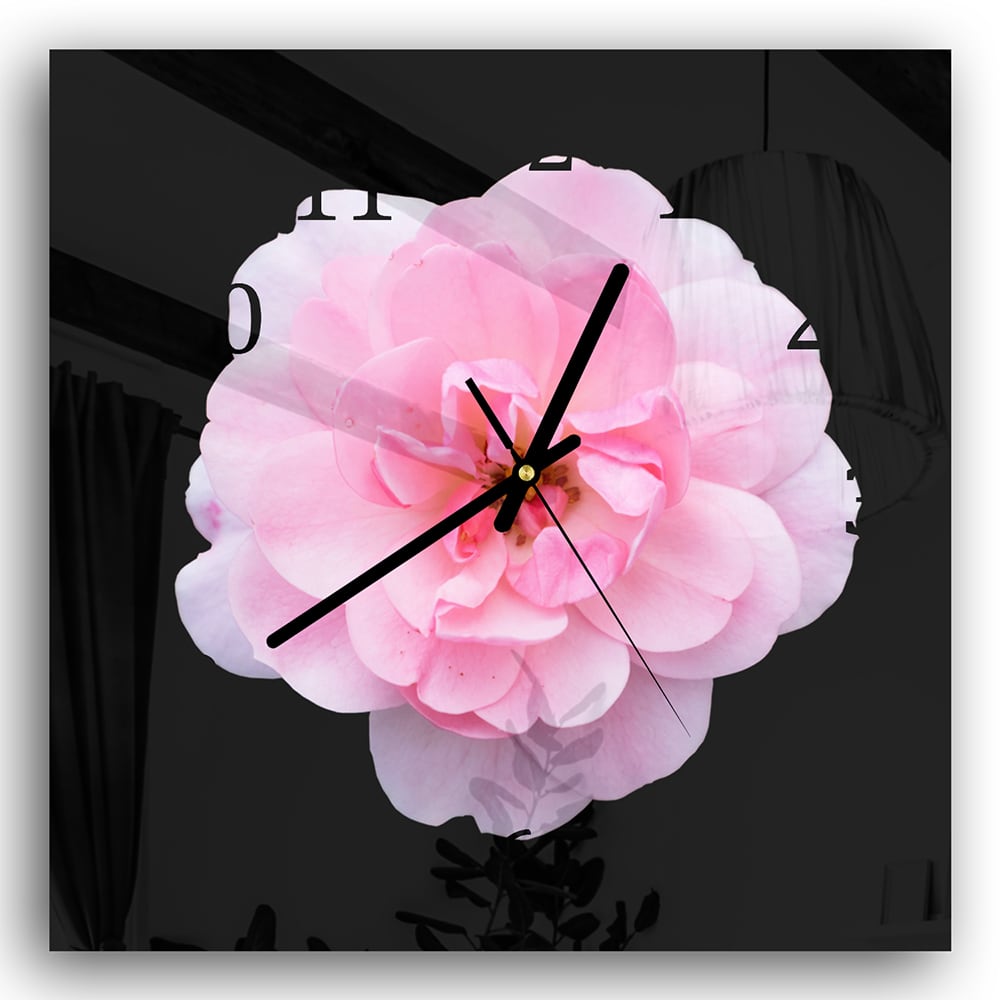 Wandklok 30x30 - Gehard Glas - Lichtroze Floribunda