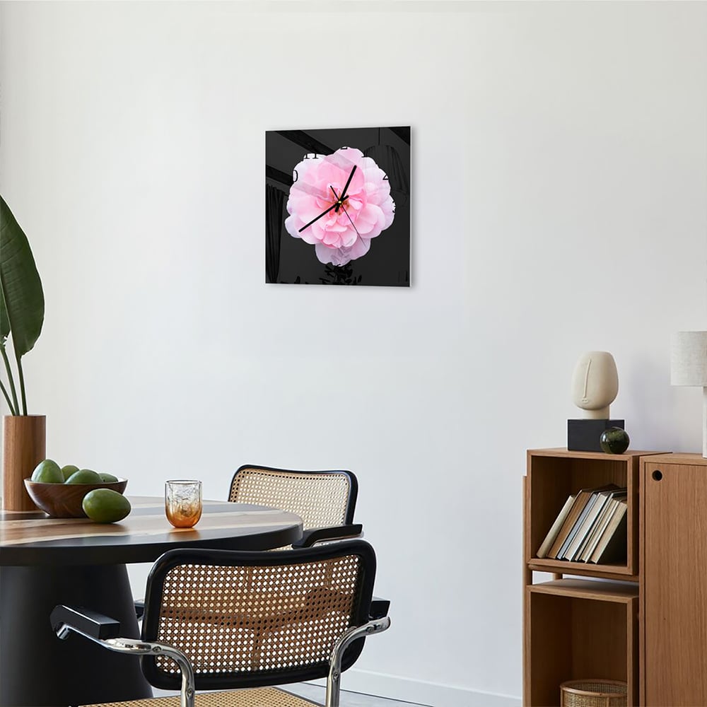 Wandklok 30x30 - Gehard Glas - Lichtroze Floribunda