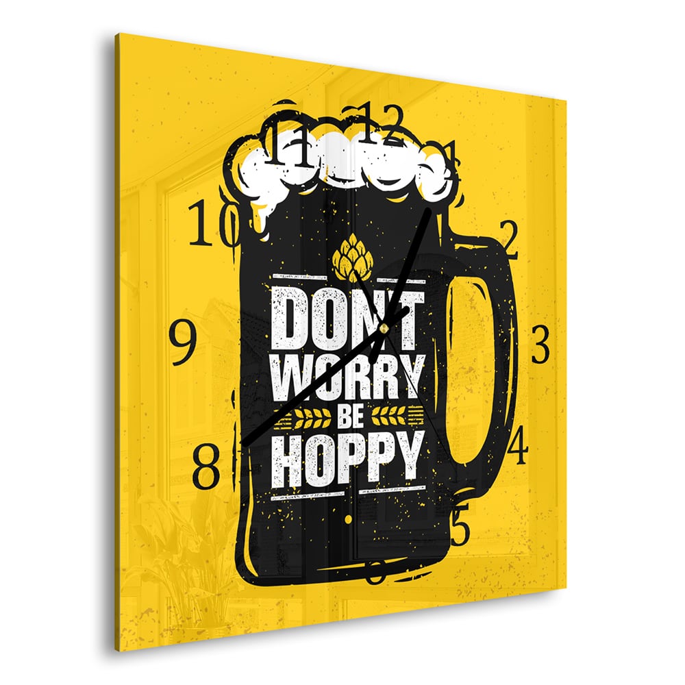 Wandklok 30x30 - Gehard Glas - Don't Worry Be Hoppy