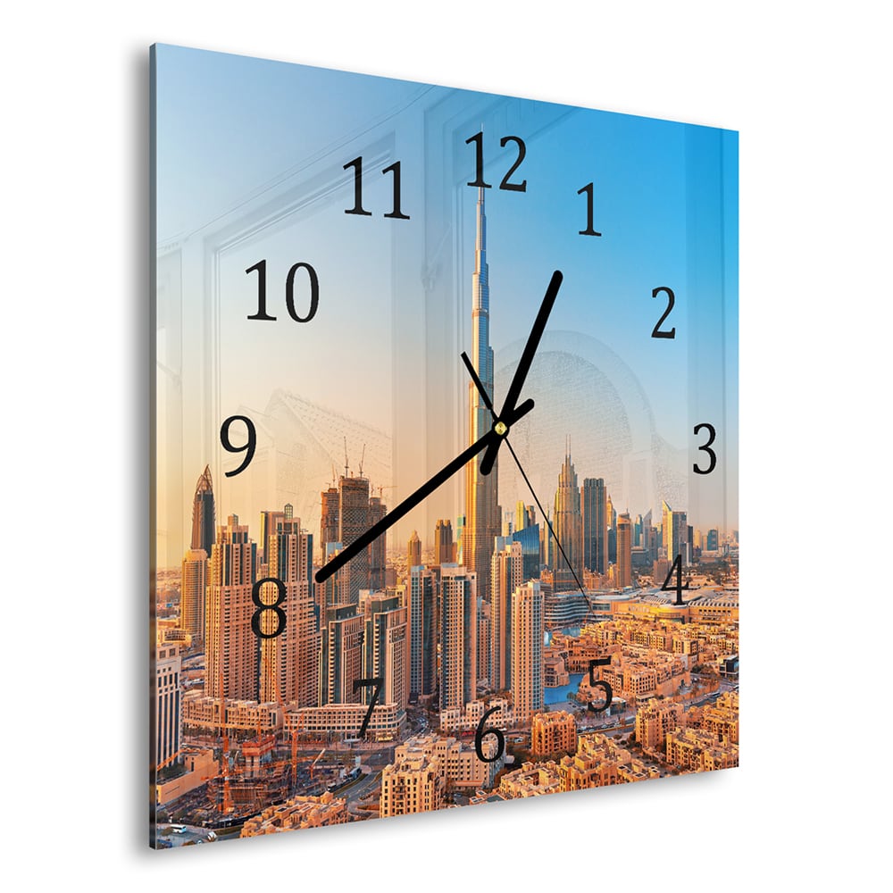 Wandklok 30x30 - Gehard Glas - Zonsondergang in Dubai