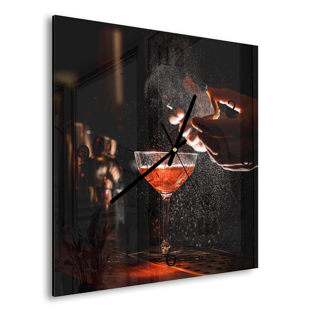 Wandklok 30x30 - Gehard Glas - Elegante Cocktail