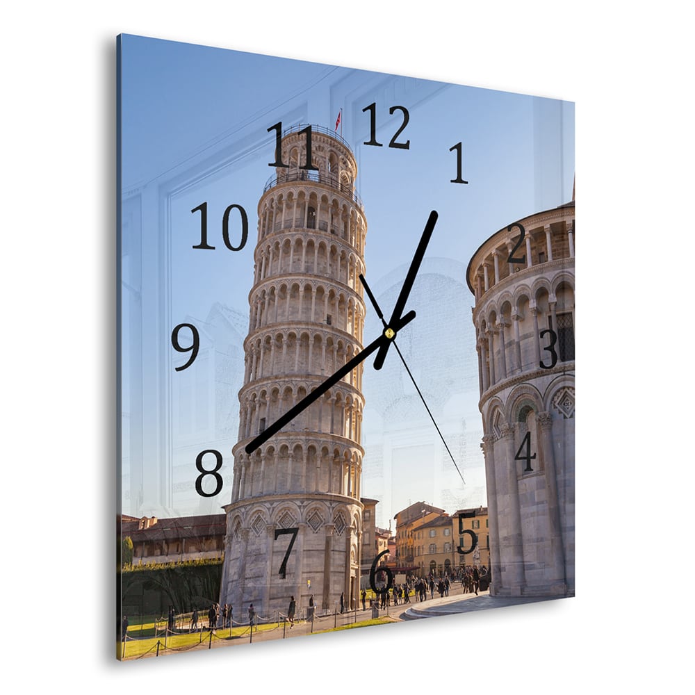 Wandklok 30x30 - Gehard Glas - De Scheve Toren van Pisa
