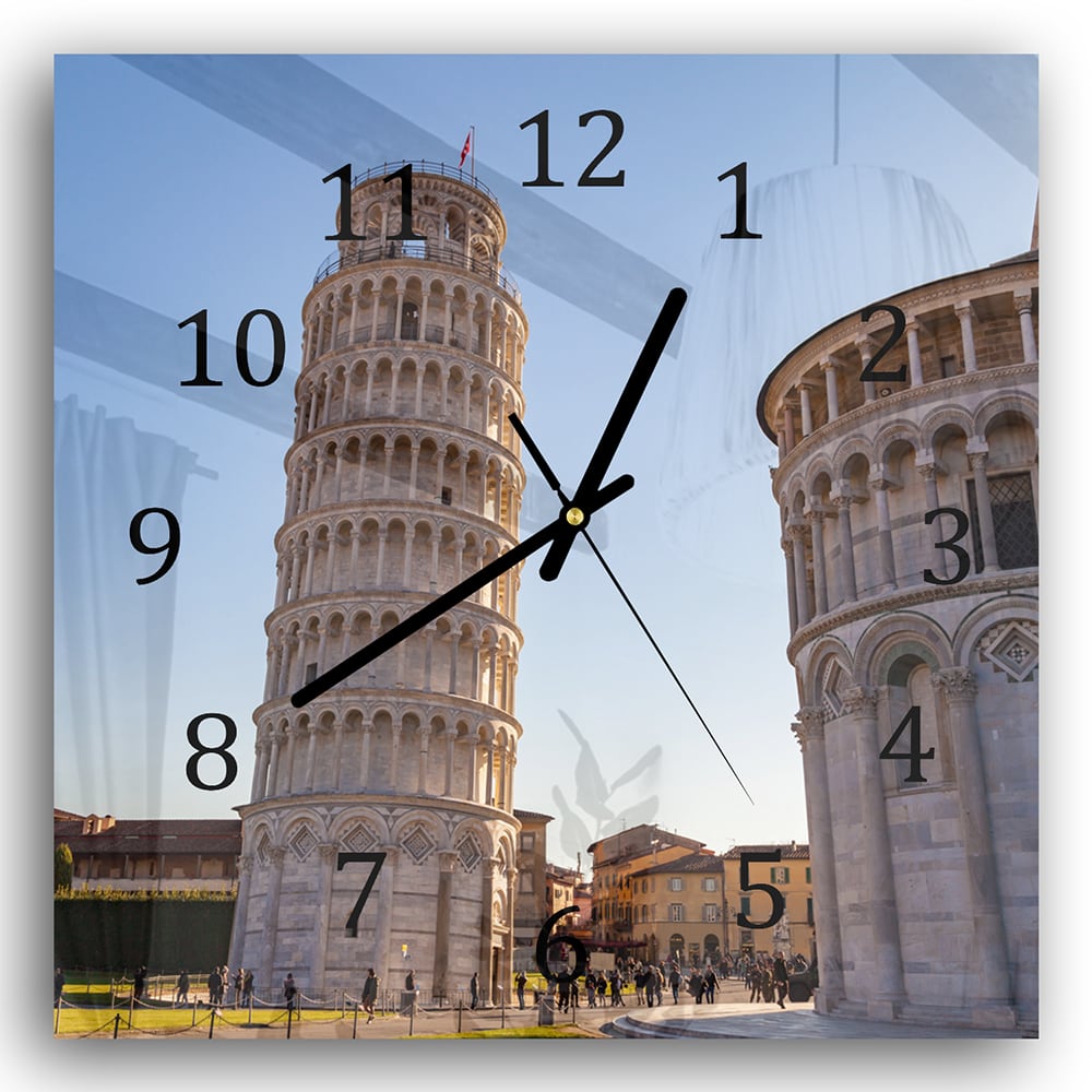 Wandklok 30x30 - Gehard Glas - De Scheve Toren van Pisa