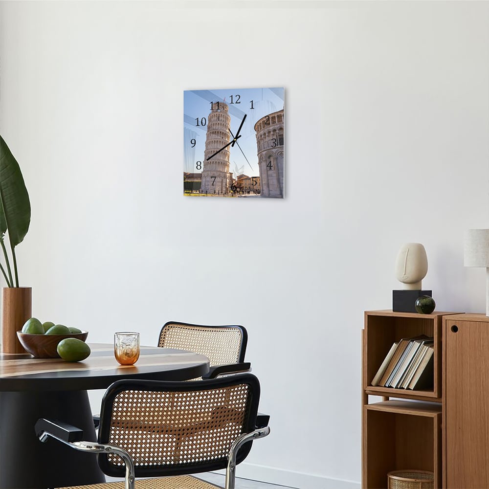 Wandklok 30x30 - Gehard Glas - De Scheve Toren van Pisa