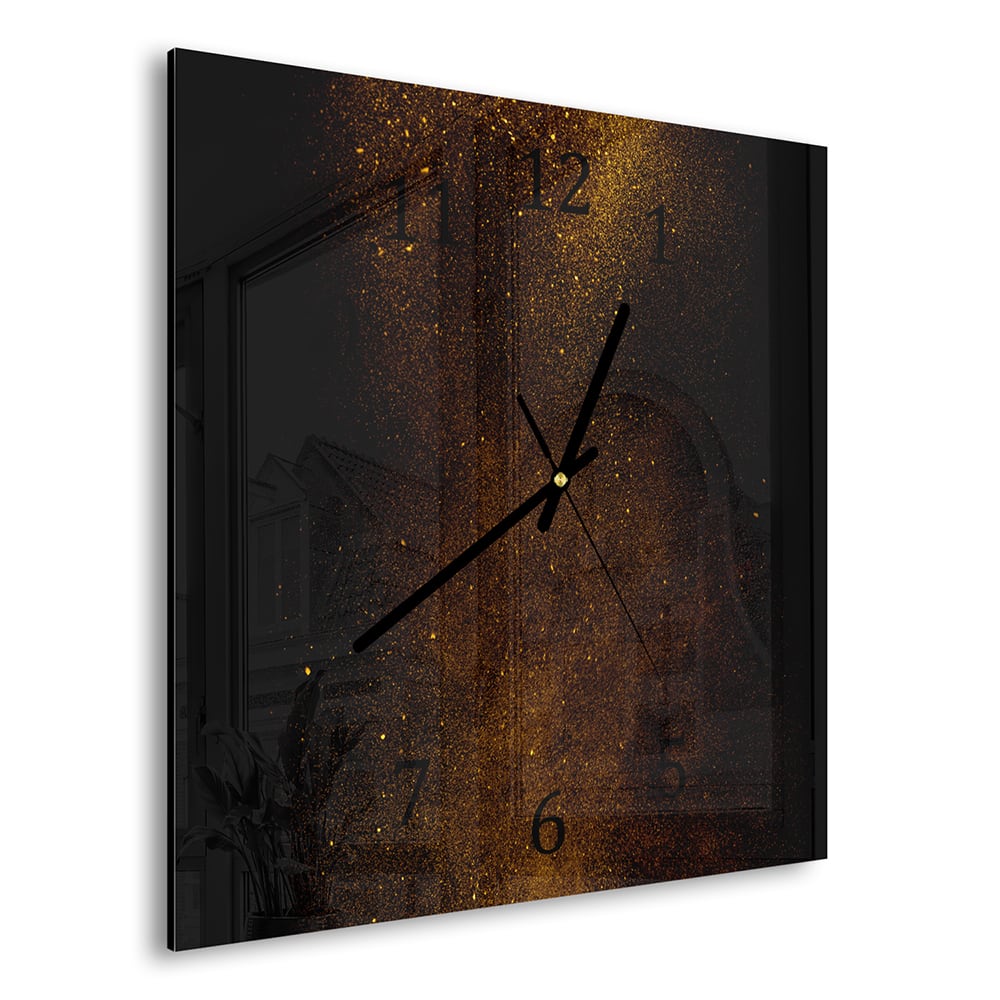Wandklok 30x30 - Gehard Glas - Gouden Stof Explosie