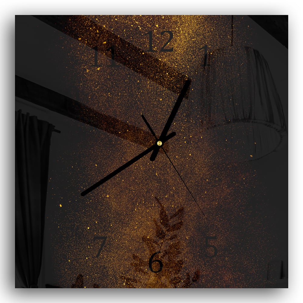 Wandklok 30x30 - Gehard Glas - Gouden Stof Explosie