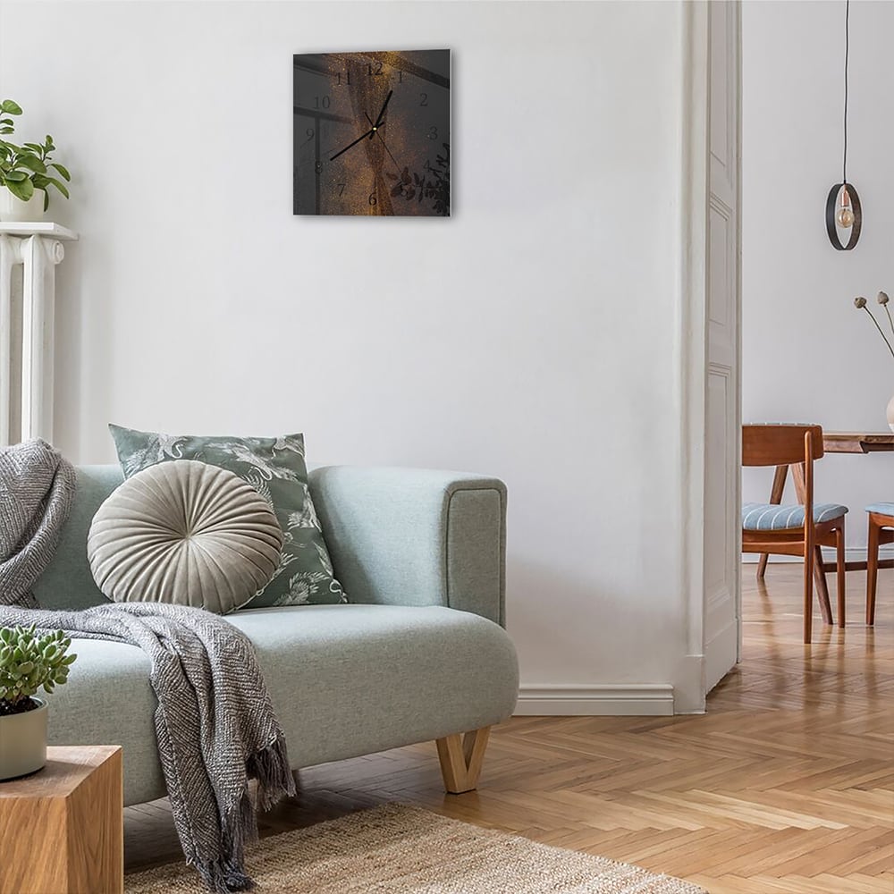 Wandklok 30x30 - Gehard Glas - Gouden Stof Explosie