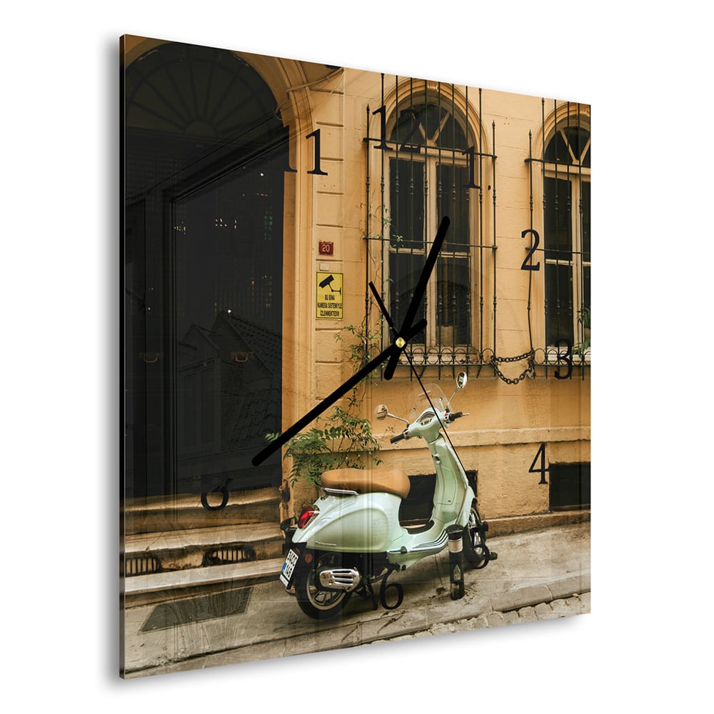 Wandklok 30x30 - Gehard Glas - Vespa Groen